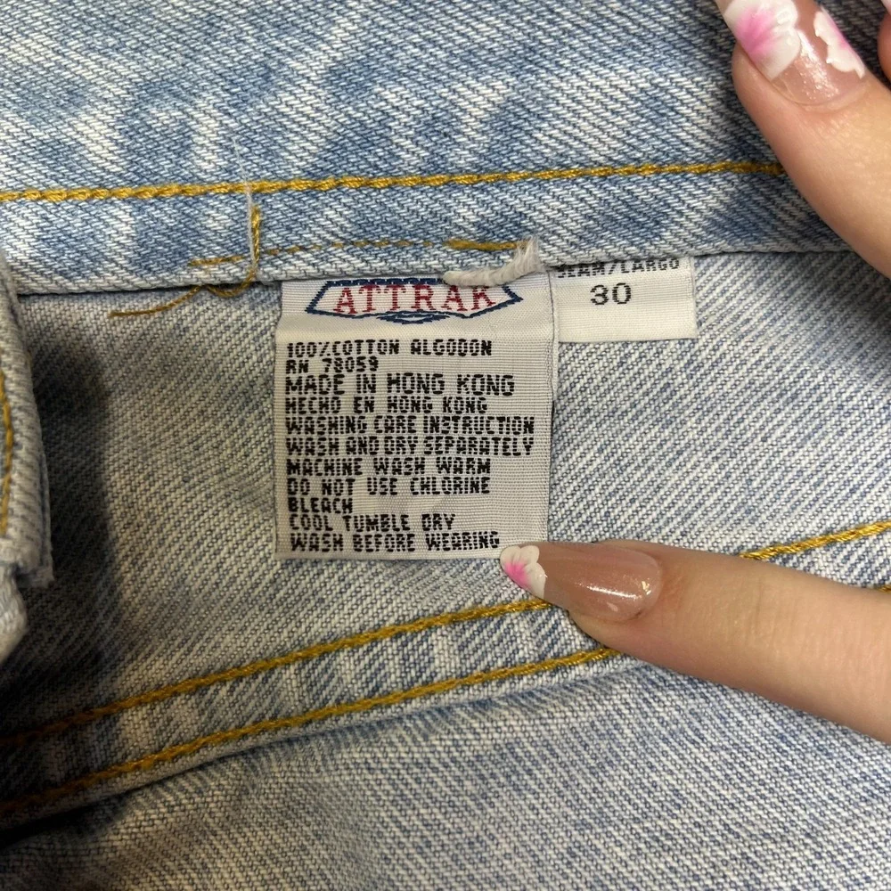 Attrak Jeans Blue Denim Pockets Mid Rise Classic Straight Fit Button Fly - 28X29